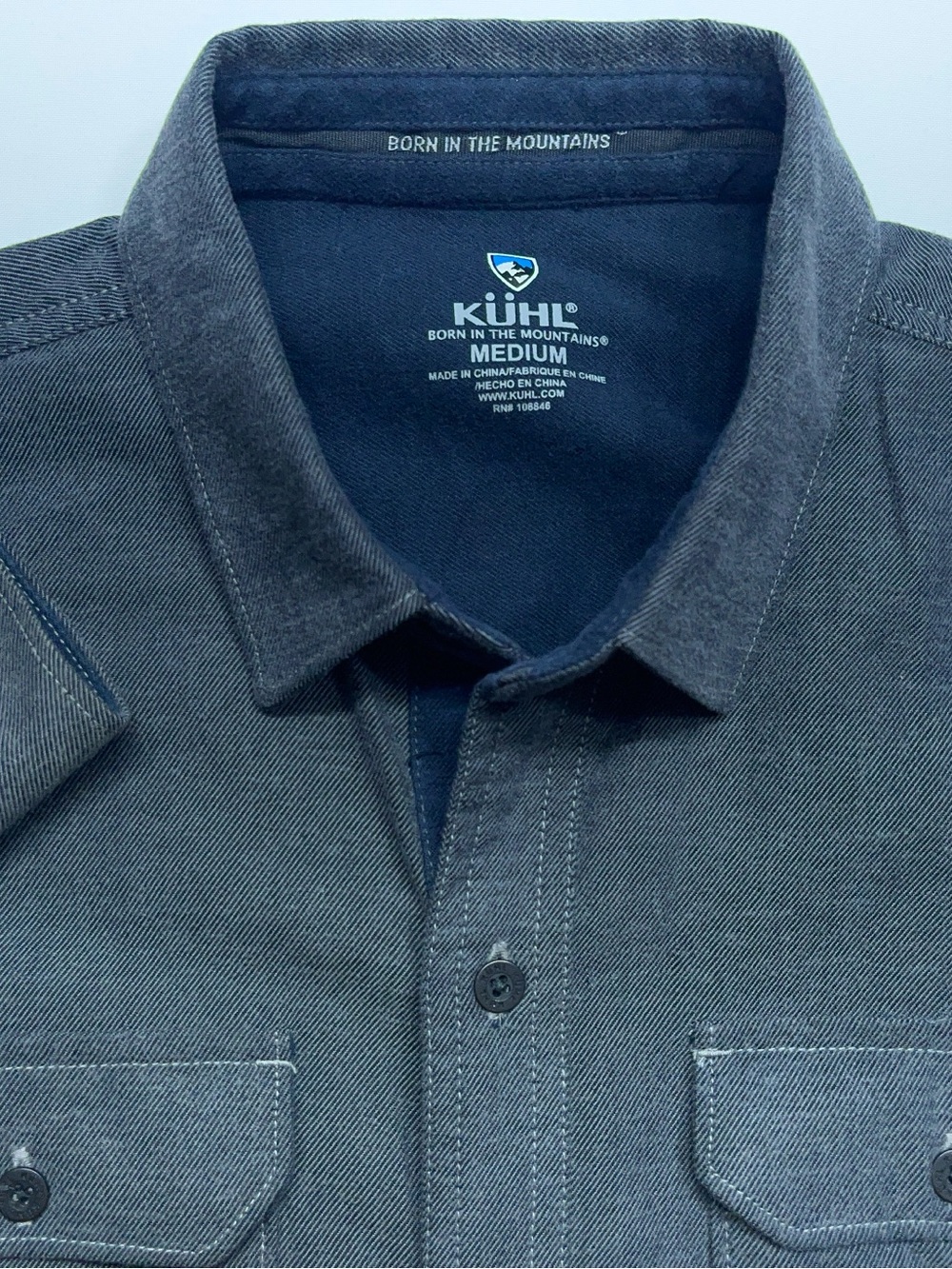 KUHL Descendr Flannel Button Up Shirt Mens Size Medium Gray Long Sleeve Hiking - Picture 9 of 9